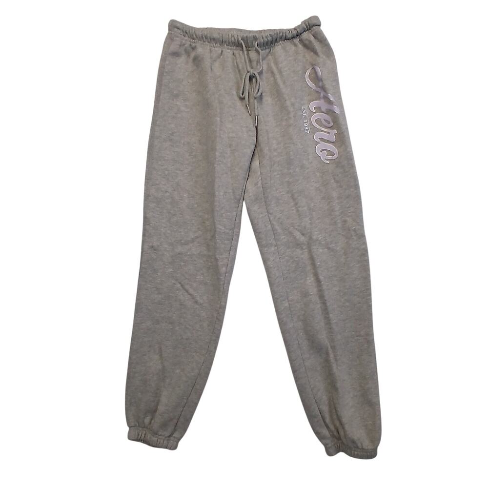 Aeropostale Womens Size S Heather Grey Logo Sweatpants Fleece Joggers
